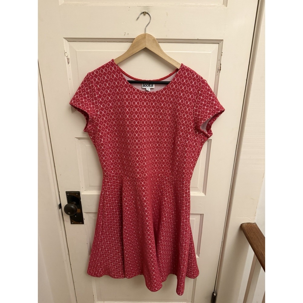 Leota Women's Red Ursula Bellissimo Jacquard Knit Dress Cap Sleeve Size XL